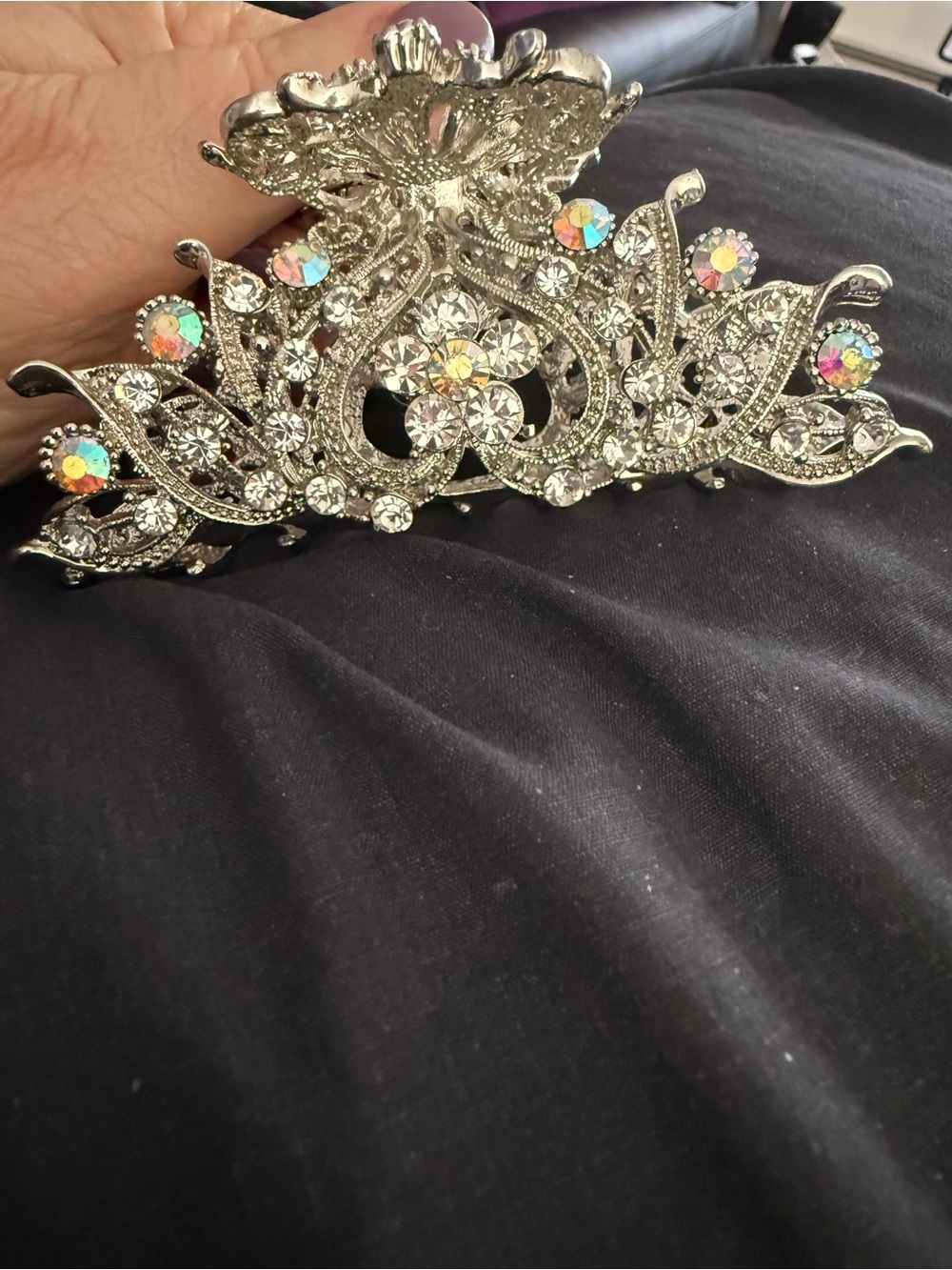Silver Crystal Decorative Hair Comb
